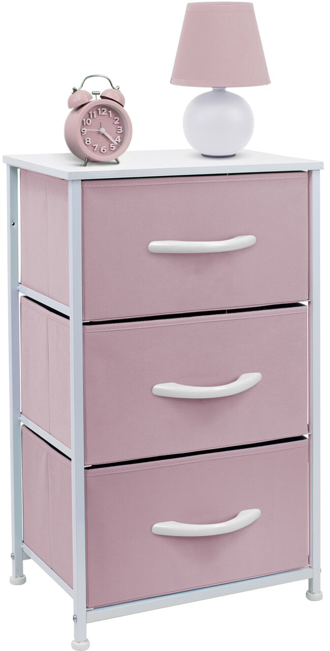 Sorbus Dresser with 3 Drawers - Bedside Furniture & Accent End Table Chest for Home, Bedroom Accessories, Office, College Dorm, Steel Frame, Wood Top, Fabric Drawers